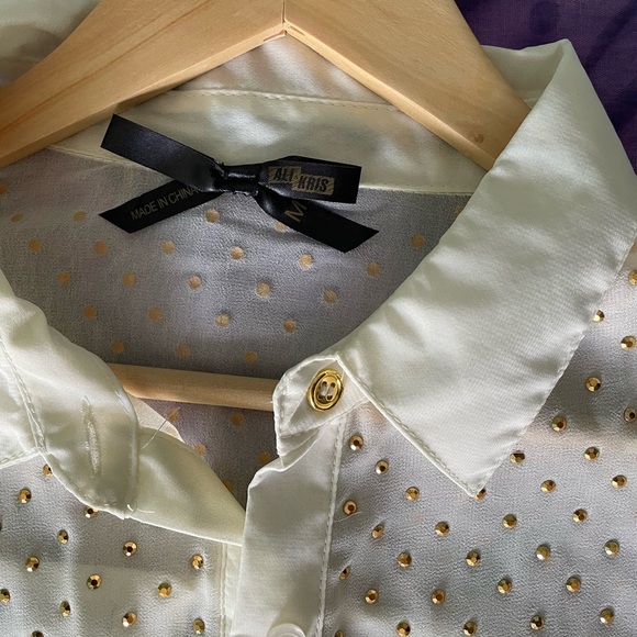 Chic Cream and Gold Women's Dress Shirt - Picture 3 of 3